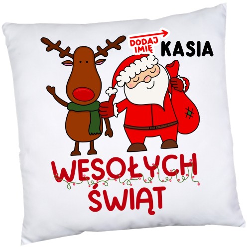 Poduszka na Mikołajki klasowe na prezent z imieniem dziecka - wesołych97