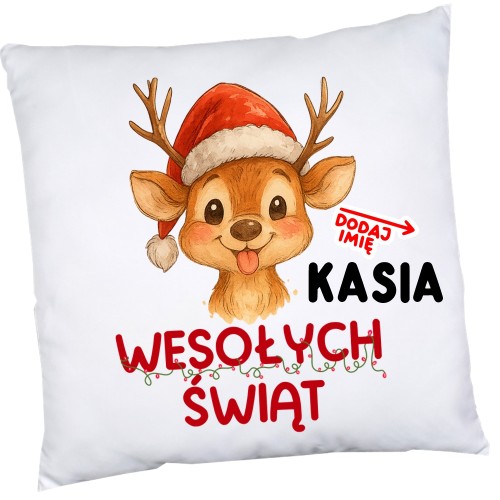 Poduszka na Mikołajki klasowe na prezent z imieniem dziecka - wesołych98