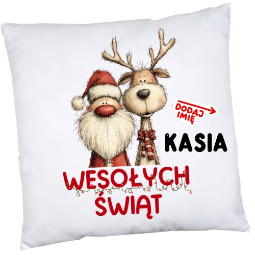 Poduszka na Mikołajki klasowe na prezent z imieniem dziecka - wesołych101
