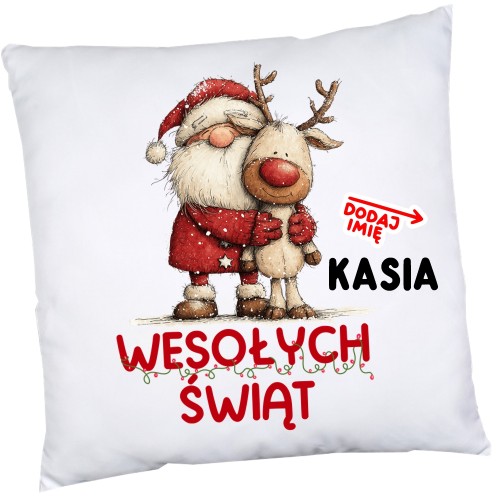 Poduszka na Mikołajki klasowe na prezent z imieniem dziecka - wesołych103