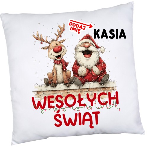 Poduszka na Mikołajki klasowe na prezent z imieniem dziecka - wesołych104