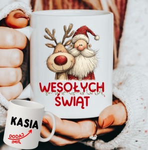 Personalizowany Kubek świąteczny na prezent na Mikołajki - WESOŁYCH100