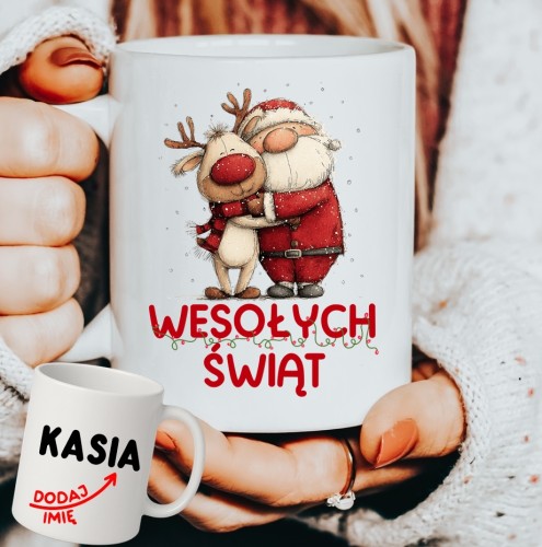 Personalizowany Kubek WESOŁYCH ŚWIĄT na prezent na Mikołajki, pod choinkę.JPG