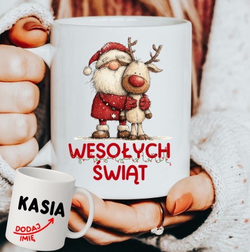 Personalizowany Kubek WESOŁYCH ŚWIĄT na prezent na Mikołajki, pod choinkę.JPG