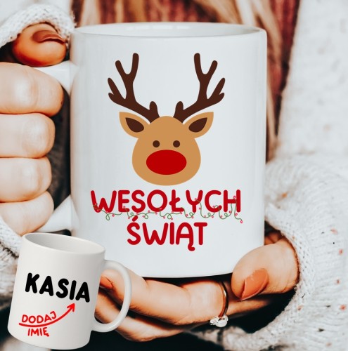 Personalizowany Kubek WESOŁYCH ŚWIĄT na prezent na Mikołajki, pod choinkę.JPG