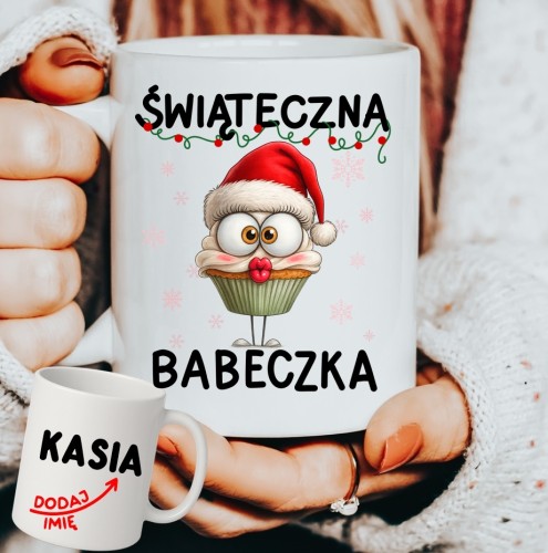Personalizowany Kubek świąteczna babeczka na prezent na Mikołajki, pod choinkę.JPG