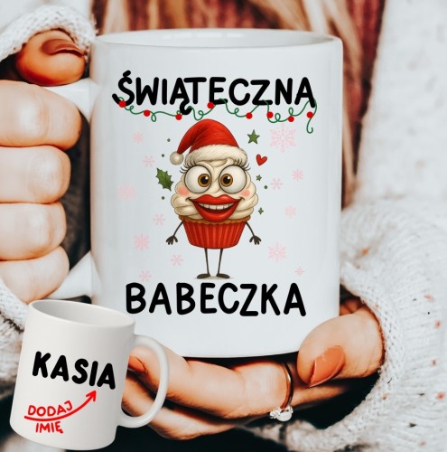 Personalizowany Kubek świąteczna babeczka na prezent na Mikołajki, pod choinkę.JPG