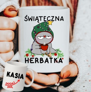 Personalizowany Kubek świąteczna HERBATKA  na prezent na Mikołajki, pod choinkę