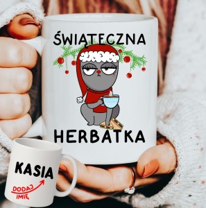 Personalizowany Kubek świąteczna HERBATKA  na prezent na Mikołajki, pod choinkę