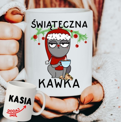 Personalizowany Kubek świąteczna kawka na prezent na Mikołajki, pod choinkę