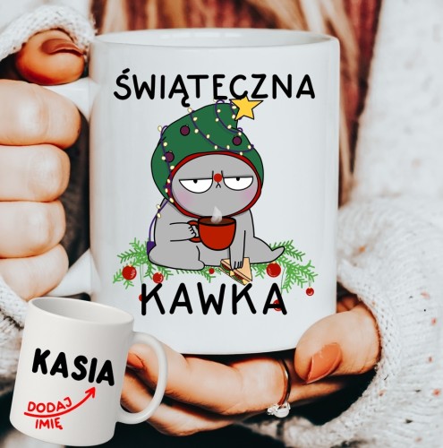 Personalizowany Kubek świąteczna kawka na prezent na Mikołajki, pod choinkę.JPG