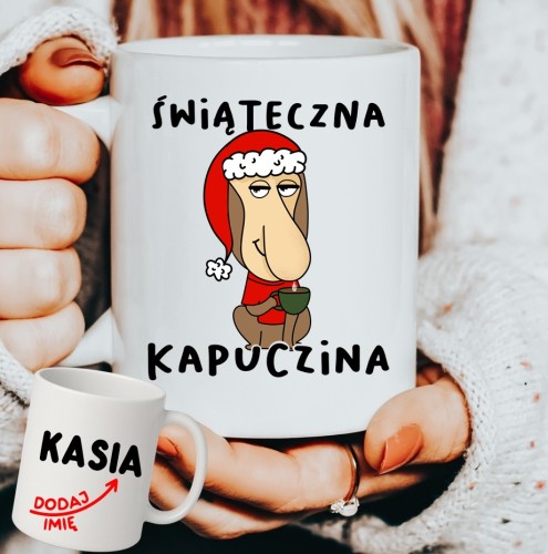 Personalizowany Kubek świąteczna KAPUCZINA  na prezent na Mikołajki, pod choinkę.JPG