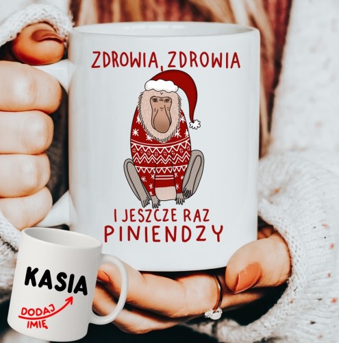 Personalizowany Kubek z życzeniami zdrowia zdrowia i jescze raz piniendzy na prezent na Mikołajki, pod choinkę.JPG