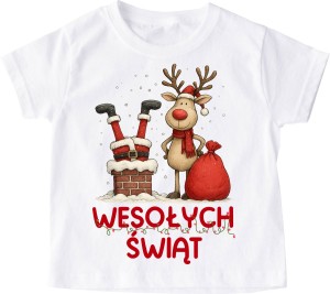 Koszulka dla dziecka z Mikołajem i Reniferem na Mikołajki - wesołych świąt - wzór wesołych50