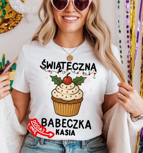 Damska koszulka na święta - świateczna babeczka z imieniem.jpg