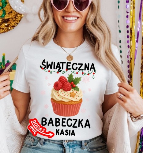 Damska koszulka na święta - świateczna babeczka z imieniem.jpg