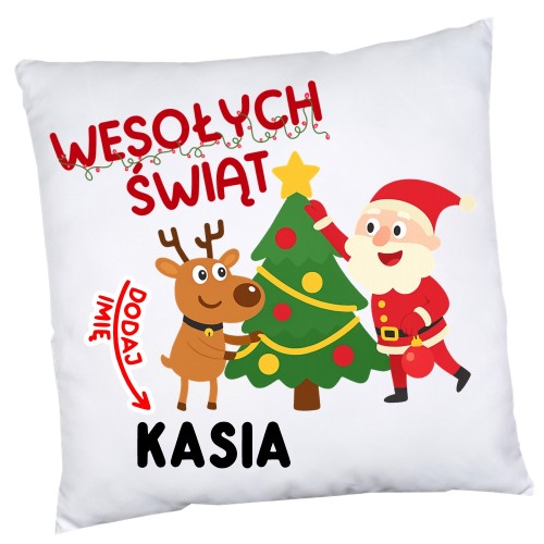 Poduszka z Mikołajem na Mikołajki w klasie na prezent.jpg