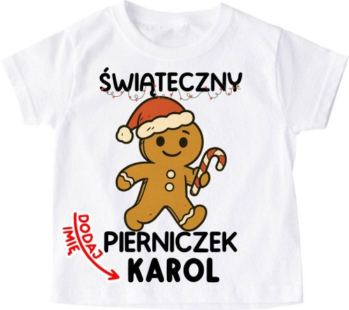 Koszulka dla dziecka na Mikołajki - świąteczny pierniczek z imieniem.jpg