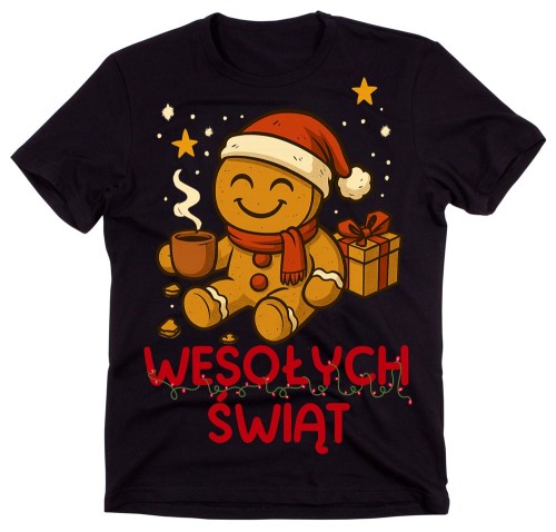 Fajna męska koszulka świąteczna - WESOŁYCH ŚWIĄT Z piernikiem - wesołych44