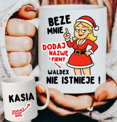 Kubki dla koleżanek z pracy na Mikołajki z nazwą firmy i imieniem - Mikołajka BLONDYNKA