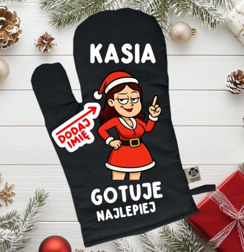 Świąteczna rękawica kuchenna na prezent z imieniem.jpg