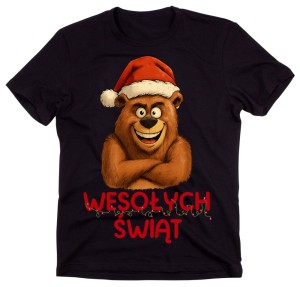 Fajna męska świąteczna koszulka z misiek - WESOŁYCH ŚWIĄT.jpg