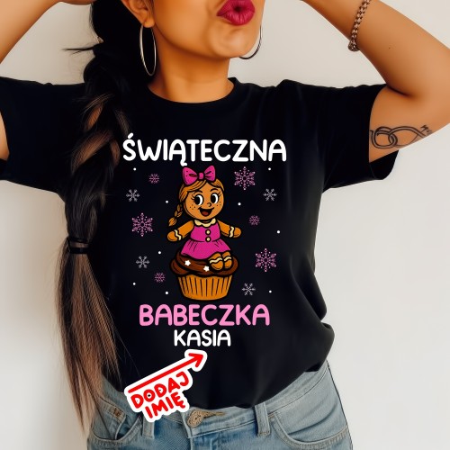 Damska koszulka świąteczna babeczka z imieniem.jpg