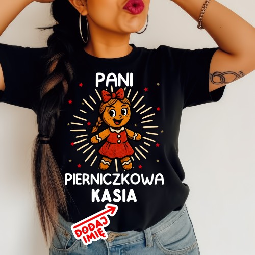 Damska świąteczna koszulka PANI PIERNICZKOWA Z IMIENIEM.jpg