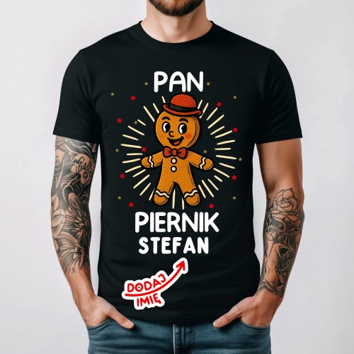 Męska koszulka świąteczna PAN PIERNIK z imieniem