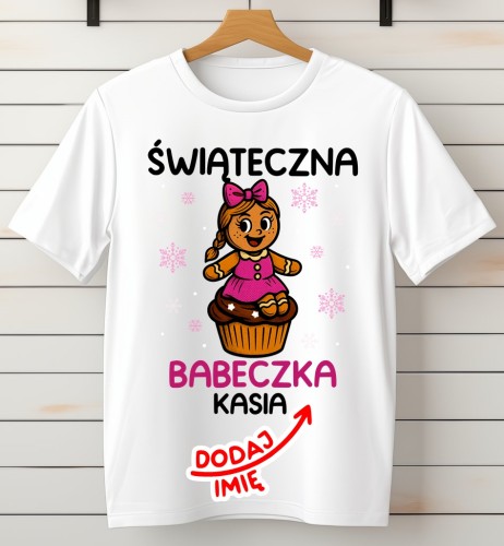 Damska koszulka świąteczna z imieniem - świąteczna babeczka.jpg