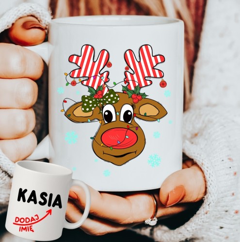 Personalizowany Kubek z reniferem na prezent na Mikołajki.JPG