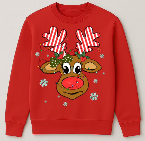 Czerwona świąteczna bluza świąteczna z reniferem - santa59