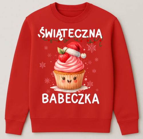 Czerwona świąteczna bluza świąteczna babeczka