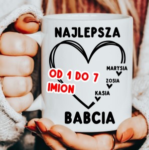 Kubek NAJLEPSZA BABCIA z imionami wnuków 