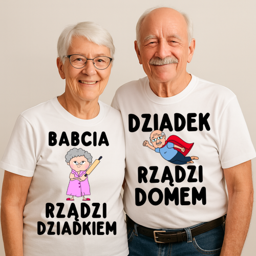 Koszulki dla Babci i Dziadka na święta - DZIADEK RZĄDZI DOMEM, BABCIA RZĄDZI DZIADKIEM.png