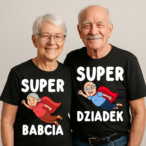 Zestaw koszulek dla Babci i Dziadka SUPER BABCIA I SUPER DZIADEK