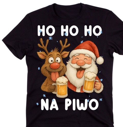 ŚMIESZNA MĘSKA ŚWIĄTECZNA KOSZULKA HO HO HO NA PIWO na prezent.jpg