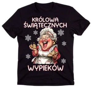 Czarna świąteczna koszulka Królowa świątecznych wypieków
