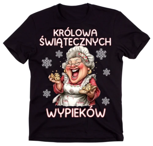 Czarna świąteczna koszulka Królowa świątecznych wypieków