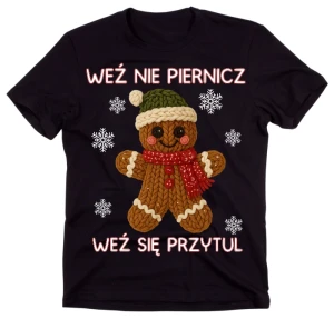 Czarna świąteczna koszulka weź nie piernicz