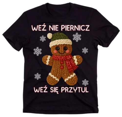 Czarna świąteczna koszulka weź nie piernicz