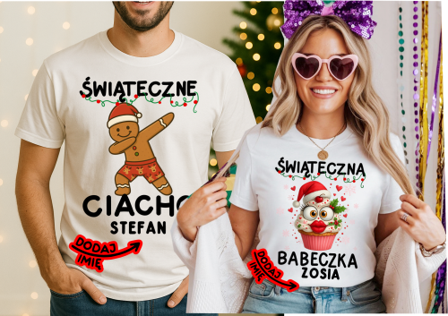Personalizowany zestaw koszulek świąteczna babeczka świateczne ciacho z imionami.png