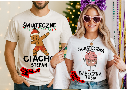 Personalizowany zestaw koszulek świąteczna babeczka świateczne ciacho z imionami.png