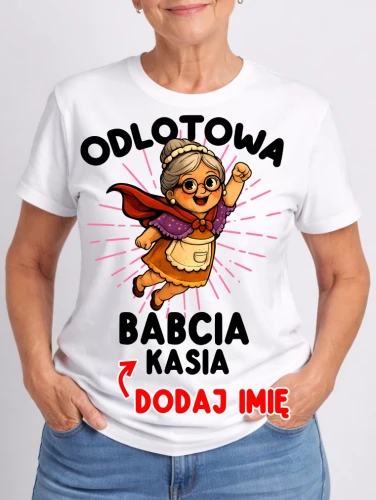 KOSZULKA DLA BABCI ODLOTOWA BABCIA Z IMIENIEM.webp