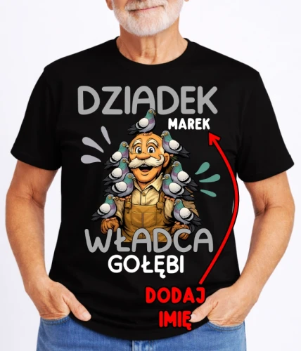 KOSZULKA DLA DZIADKA DZIADEK WŁADCA GOŁEBI Z IMIENIEM.webp