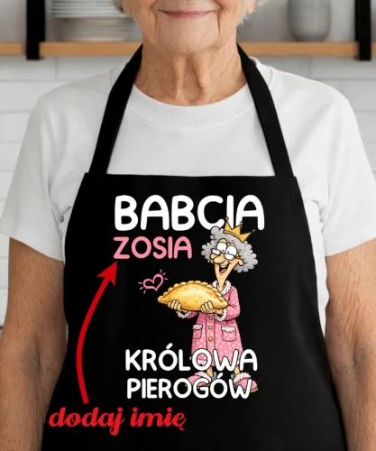ŚMIESZNY fartuch dla babci babcia królowa PIEROGÓW.webp