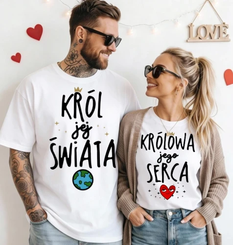 koszulki dla par na walentyki król jej świata królowa jego serca.webp