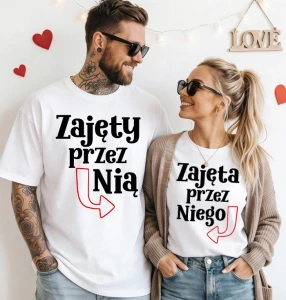 ZESTAW KOSZULEK DLA PAR ''ZAJĘTY PRZEZ NIĄ & ZAJĘTA PRZEZ NIEGO''