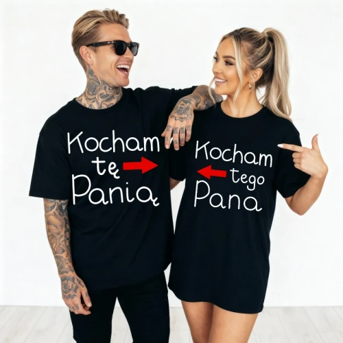 Zestaw koszulek na Walentynki dla zakochanych - KOCHAM TĘ PANIĄ , KOCHAM TEGO PANA.webp