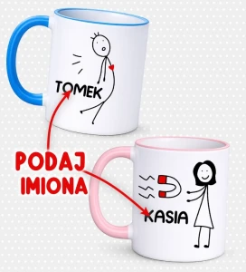ZESTAW KUBKÓW NA WALENTYNKI '' LUDZIKI Z MAGNESEM''